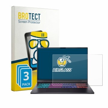 Vorderseite einer Produktverpackung mit dem Markenlogo BROTECT. Daneben ist das Gerät Acer Nitro 18 AI AN18-61 mit dem zugehör