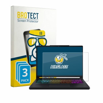 Parte frontale di una confezione del prodotto con il logo del marchio BROTECT. Accanto è raffigurato il dispositivo MSI Crossh