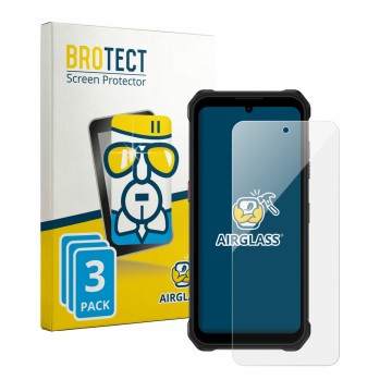 Vorderseite einer Produktverpackung mit dem Markenlogo BROTECT. Daneben ist das Gerät Fossibot F117 mit dem zugehörigen Displa