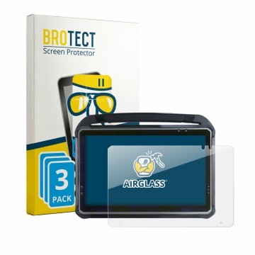 Parte frontal de un envase de producto con el logotipo de la marca BROTECT. Al lado se muestra el dispositivo DT Research DT31