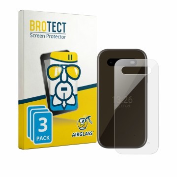 Vorderseite einer Produktverpackung mit dem Markenlogo BROTECT. Daneben ist das Gerät HMD 2660 Flip 4G (Rückseite) mit dem zug