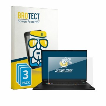Front side of a product packaging with the brand logo BROTECT. Next to it is the device MSI Stealth 18 HX AI shown with the co