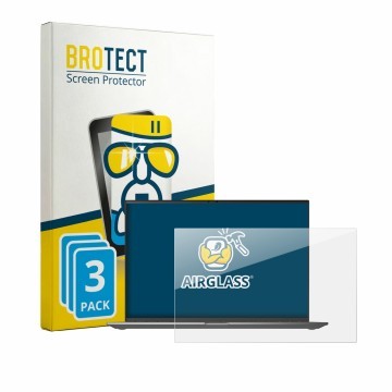 Parte frontal de un envase de producto con el logotipo de la marca BROTECT. Al lado se muestra el dispositivo LG gram 16Z90TL-