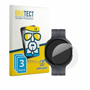Face avant d’un emballage produit avec le logo de la marque BROTECT. À côté, l’appareil Samsung Galaxy Watch 9 (44 mm) est rep