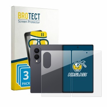 Face avant d’un emballage produit avec le logo de la marque BROTECT. À côté, l’appareil Samsung Galaxy Z Fold 8 (Avant+Arrière