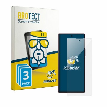 Parte frontale di una confezione del prodotto con il logo del marchio BROTECT. Accanto è raffigurato il dispositivo Samsung Ga