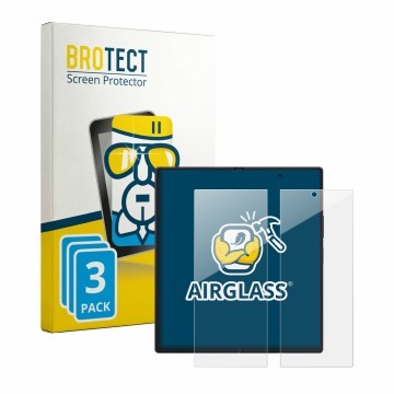 Parte frontale di una confezione del prodotto con il logo del marchio BROTECT. Accanto è raffigurato il dispositivo Samsung Ga