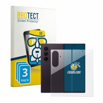 Parte frontale di una confezione del prodotto con il logo del marchio BROTECT. Accanto è raffigurato il dispositivo Samsung Ga