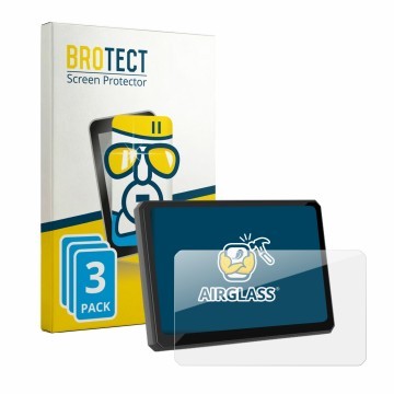 Front side of a product packaging with the brand logo BROTECT. Next to it is the device Carpuride W702BS Pro 7
