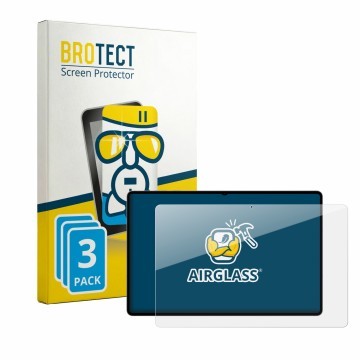 Parte frontal de un envase de producto con el logotipo de la marca BROTECT. Al lado se muestra el dispositivo Samsung Galaxy T