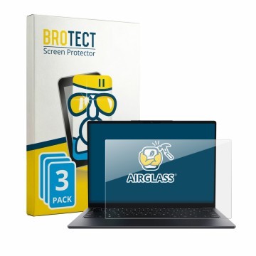 Face avant d’un emballage produit avec le logo de la marque BROTECT. À côté, l’appareil Chuwi UniBook est représenté avec la p