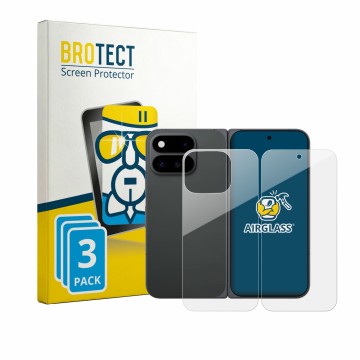 Front side of a product packaging with the brand logo BROTECT. Next to it is the device Google Pixel 11 Pro Fold (Front+Back) 