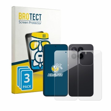 Parte frontal de un envase de producto con el logotipo de la marca BROTECT. Al lado se muestra el dispositivo Xiaomi 17T Pro (