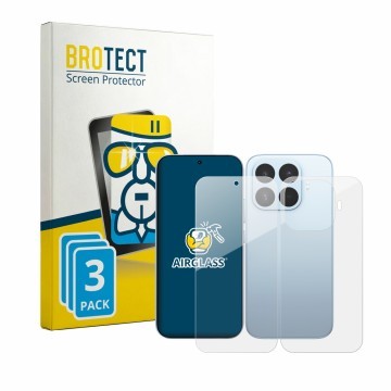 Face avant d’un emballage produit avec le logo de la marque BROTECT. À côté, l’appareil Xiaomi 17T (Avant+Arrière) est représe