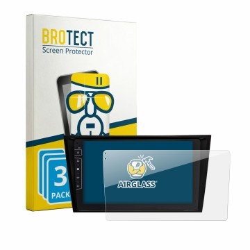 Face avant d’un emballage produit avec le logo de la marque BROTECT. À côté, l’appareil Dynavin D10-W211 Premium est représent
