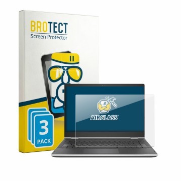 Vorderseite einer Produktverpackung mit dem Markenlogo BROTECT. Daneben ist das Gerät HP Pavilion x360 14-cd0020nf mit dem zug