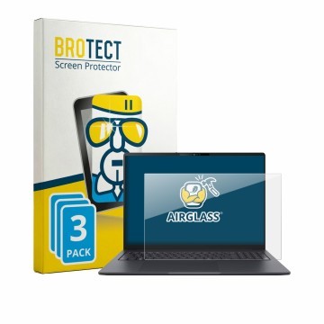 Parte frontal de un envase de producto con el logotipo de la marca BROTECT. Al lado se muestra el dispositivo ASUS ExpertBook 