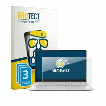 Parte frontal de un envase de producto con el logotipo de la marca BROTECT. Al lado se muestra el dispositivo ASUS Chromebook 