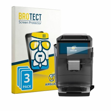 Vorderseite einer Produktverpackung mit dem Markenlogo BROTECT. Daneben ist das Gerät Siemens EQ600 iAroma mit dem zugehörigen
