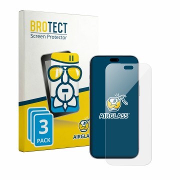 Front side of a product packaging with the brand logo BROTECT. Next to it is the device Apple iPhone 18 Pro Max shown with the