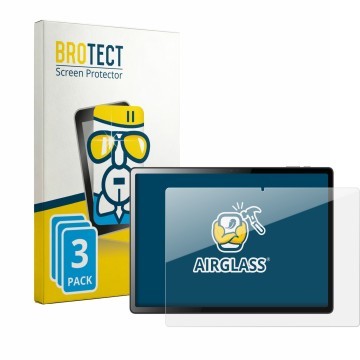 Face avant d’un emballage produit avec le logo de la marque BROTECT. À côté, l’appareil Logicom Tab XXL 14