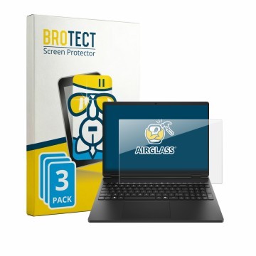 Vorderseite einer Produktverpackung mit dem Markenlogo BROTECT. Daneben ist das Gerät HP HyperX OMEN 15 mit dem zugehörigen Di