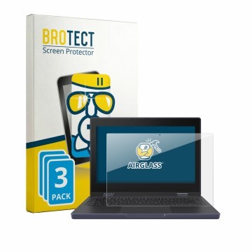 Parte frontal de un envase de producto con el logotipo de la marca BROTECT. Al lado se muestra el dispositivo ASUS Chromebook 