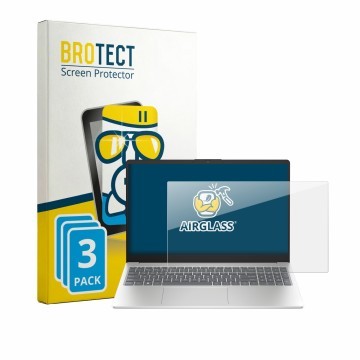 Front side of a product packaging with the brand logo BROTECT. Next to it is the device HP 15-fd1731ngx shown with the corresp