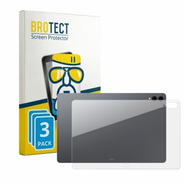 Parte frontal de un envase de producto con el logotipo de la marca BROTECT. Al lado se muestra el dispositivo Samsung Galaxy T