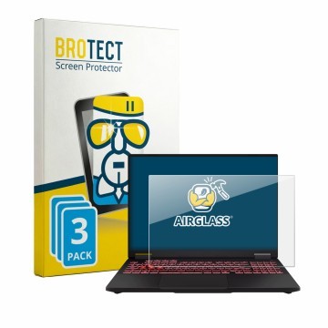 Vorderseite einer Produktverpackung mit dem Markenlogo BROTECT. Daneben ist das Gerät ASUS TUF Gaming A16 2025 mit dem zugehör