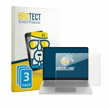 Front side of a product packaging with the brand logo BROTECT. Next to it is the device Microsoft Surface Laptop 13