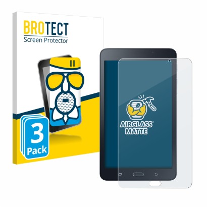 Vorderseite einer Produktverpackung mit dem Markenlogo BROTECT. Daneben ist das Gerät Samsung Galaxy Tab A6 7.0 mit dem zugehö