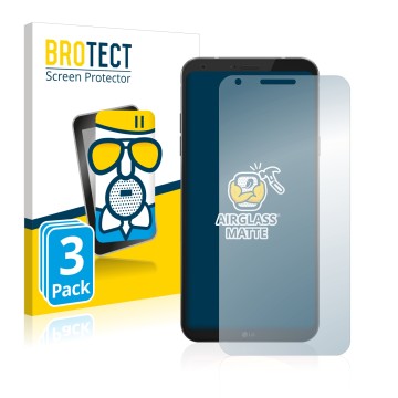 Face avant d’un emballage produit avec le logo de la marque BROTECT. À côté, l’appareil LG Q6 est représenté avec la protectio