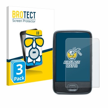 Front side of a product packaging with the brand logo BROTECT. Next to it is the device Dexcom G6 Receiver CGM shown with the 