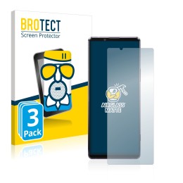 Front side of a product packaging with the brand logo BROTECT. Next to it is the device Sony Xperia 1 II shown with the corres