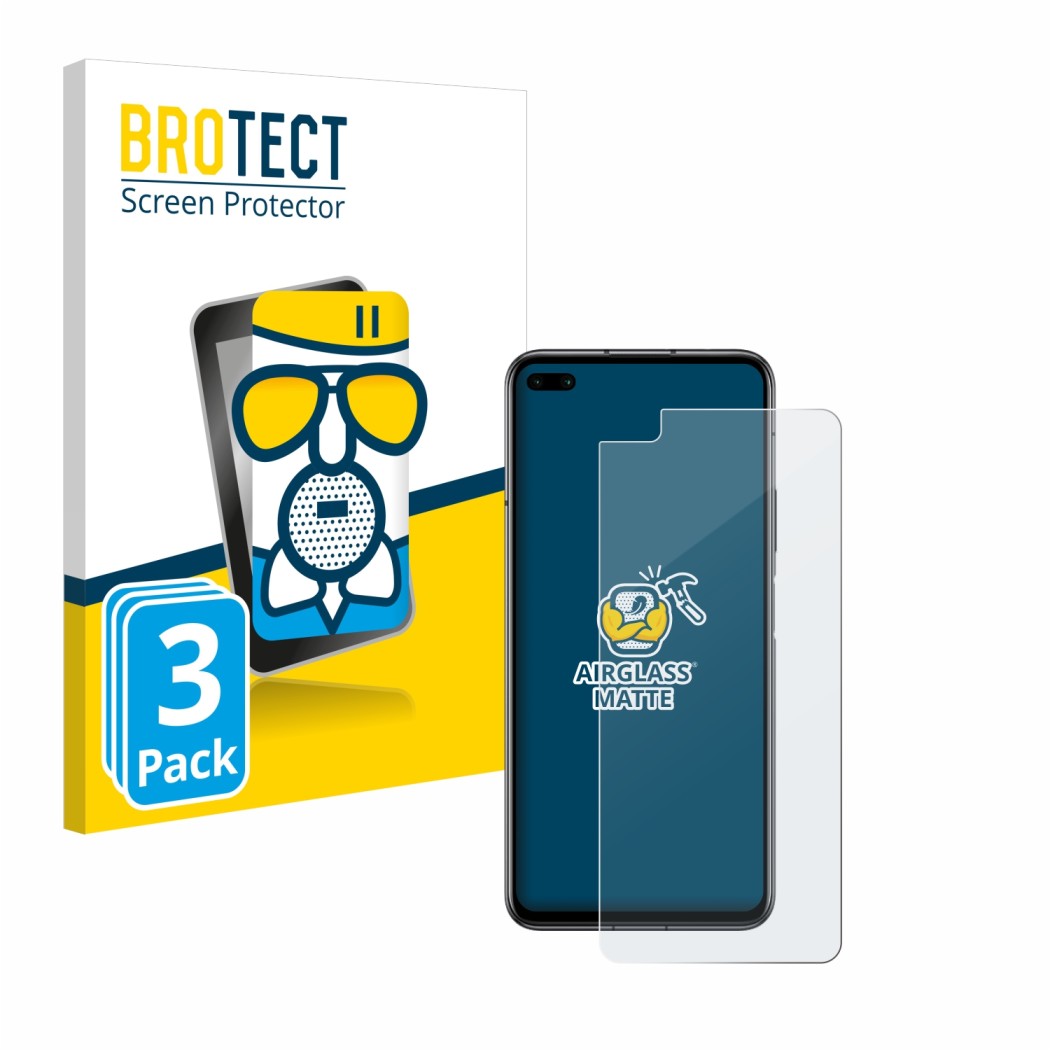 Parte frontale di una confezione del prodotto con il logo del marchio BROTECT. Accanto è raffigurato il dispositivo Honor Play