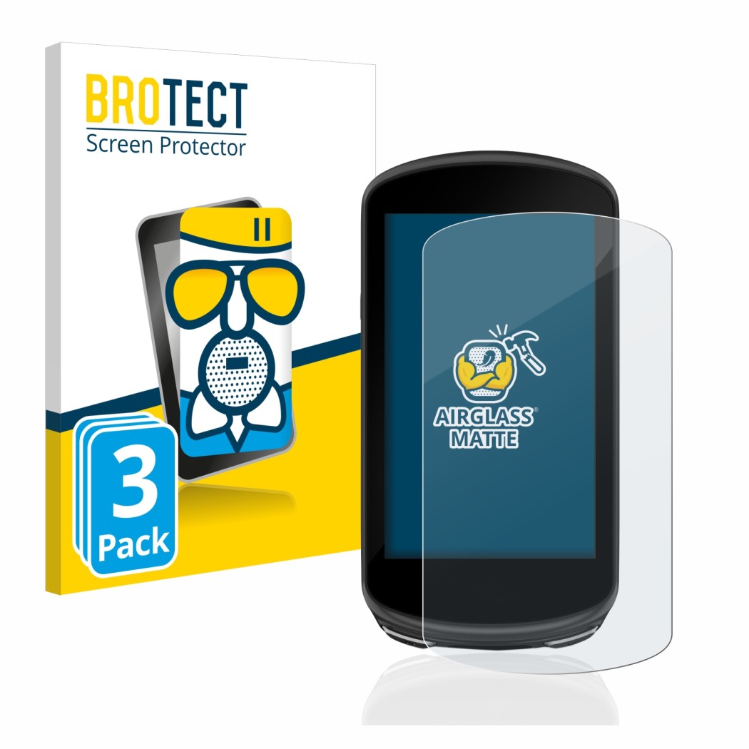Vorderseite einer Produktverpackung mit dem Markenlogo BROTECT. Daneben ist das Gerät Garmin Edge 1030 Plus mit dem zugehörige