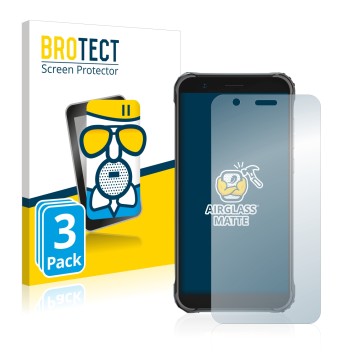 Front side of a product packaging with the brand logo BROTECT. Next to it is the device Blackview BV4900 shown with the corres