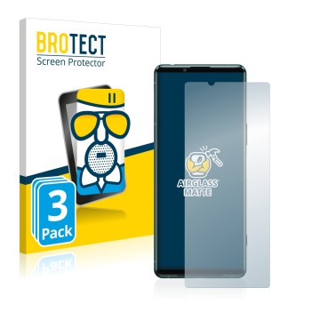Vorderseite einer Produktverpackung mit dem Markenlogo BROTECT. Daneben ist das Gerät Sony Xperia 5 III mit dem zugehörigen Di