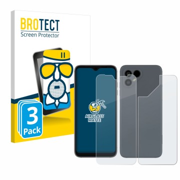 Parte frontale di una confezione del prodotto con il logo del marchio BROTECT. Accanto è raffigurato il dispositivo Fairphone 