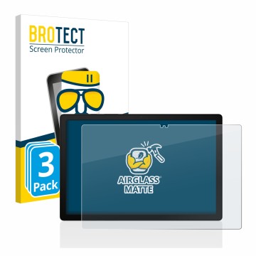 Front side of a product packaging with the brand logo BROTECT. Next to it is the device Samsung Galaxy Tab A8 WiFi shown with 