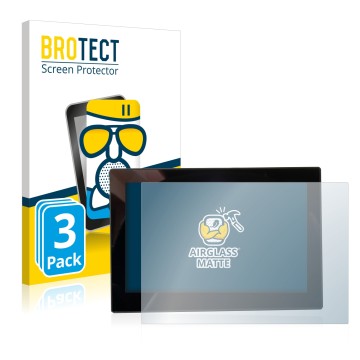 Front side of a product packaging with the brand logo BROTECT. Next to it is the device MG 4 7-Zoll Digitales Instrumentendisp