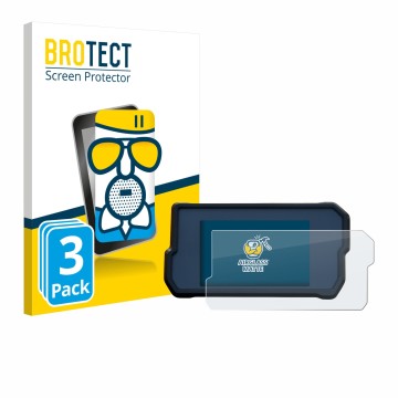 Face avant d’un emballage produit avec le logo de la marque BROTECT. À côté, l’appareil KTM 390 Duke 2019 est représenté avec 