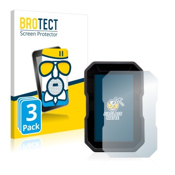 Front side of a product packaging with the brand logo BROTECT. Next to it is the device Ducati DesertX 2022 shown with the cor