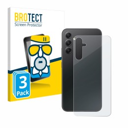 Front side of a product packaging with the brand logo BROTECT. Next to it is the device Samsung Galaxy A34 5G (Back) shown wit