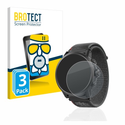 Parte frontale di una confezione del prodotto con il logo del marchio BROTECT. Accanto è raffigurato il dispositivo Coros Apex