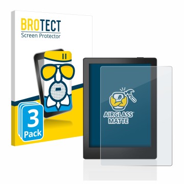 Vorderseite einer Produktverpackung mit dem Markenlogo BROTECT. Daneben ist das Gerät Boox Poke 5 mit dem zugehörigen Displays