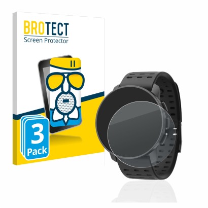 Vorderseite einer Produktverpackung mit dem Markenlogo BROTECT. Daneben ist das Gerät Suunto 9 Peak Pro mit dem zugehörigen Di