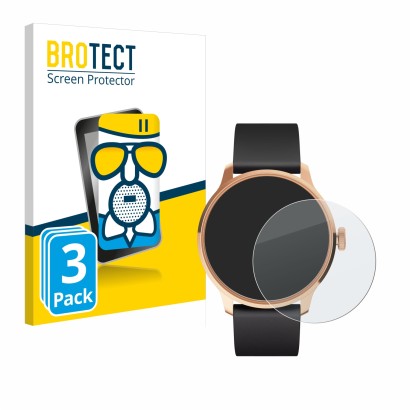 Front side of a product packaging with the brand logo BROTECT. Next to it is the device Withings ScanWatch Light shown with th