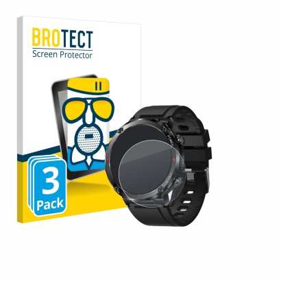 Face avant d’un emballage produit avec le logo de la marque BROTECT. À côté, l’appareil LIGE Smartwatch 1.6" est représenté av